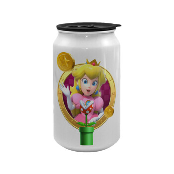 Princess Peach Toadstool, Κούπα ταξιδιού μεταλλική με καπάκι (tin-can) 500ml