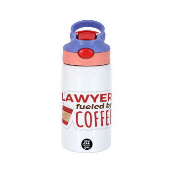 Lawyer fueled by coffee, Παιδικό παγούρι θερμό, ανοξείδωτο, με καλαμάκι ασφαλείας, ροζ/μωβ (350ml)