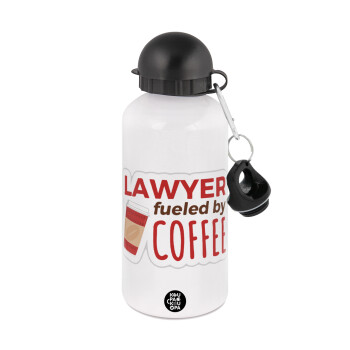 Lawyer fueled by coffee, Metal water bottle, White, aluminum 500ml