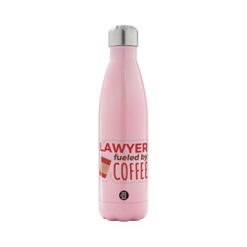 Lawyer fueled by coffee, Metal mug thermos Pink Iridiscent (Stainless steel), double wall, 500ml