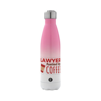 Lawyer fueled by coffee, Metal mug thermos Pink/White (Stainless steel), double wall, 500ml