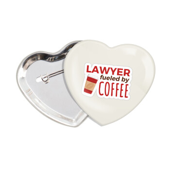 Lawyer fueled by coffee, Κονκάρδα παραμάνα καρδιά (57x52mm)