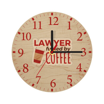 Lawyer fueled by coffee, Ρολόι τοίχου ξύλινο plywood (20cm)