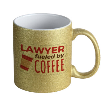 Lawyer fueled by coffee, Κούπα Χρυσή Glitter που γυαλίζει, κεραμική, 330ml