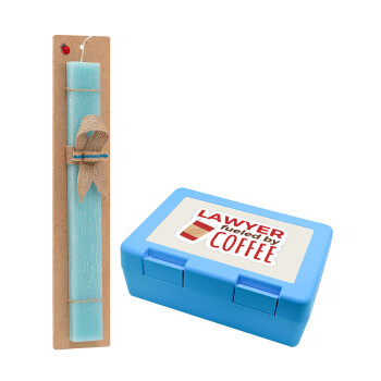 Lawyer fueled by coffee, Easter Set, children's snack container BLUE & Easter aromatic flat candle (30cm) (TURQUOISE)