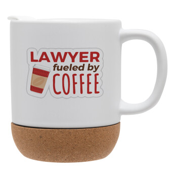 Lawyer fueled by coffee, Κούπα, κεραμική με βάση φελού και καπάκι (ΜΑΤ), 330ml (1 τεμάχιο)