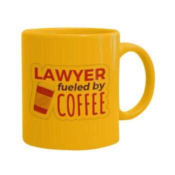 Lawyer fueled by coffee, Ceramic coffee mug yellow, 330ml