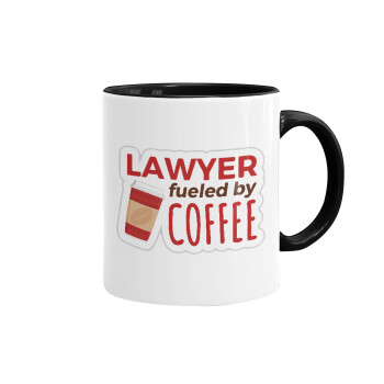 Lawyer fueled by coffee, Κούπα χρωματιστή μαύρη, κεραμική, 330ml