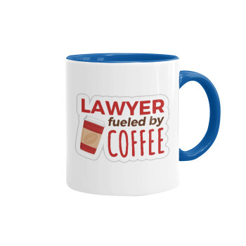 Lawyer fueled by coffee, Κούπα χρωματιστή μπλε, κεραμική, 330ml