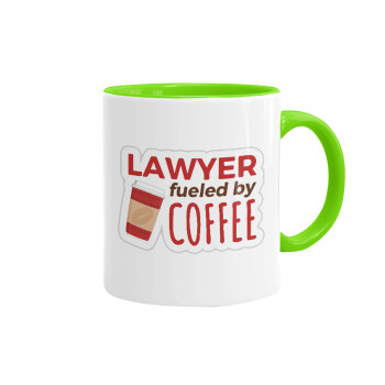 Lawyer fueled by coffee, Κούπα χρωματιστή βεραμάν, κεραμική, 330ml