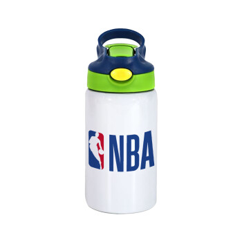 NBA Classic, Children's hot water bottle, stainless steel, with safety straw, green, blue (350ml)
