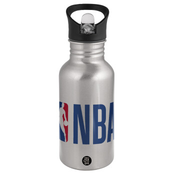 NBA Classic, Water bottle Silver with straw, stainless steel 500ml