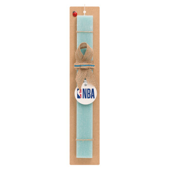 NBA Classic, Easter Set, wooden keychain & aromatic flat Easter candle (30cm) (TURQUOISE)