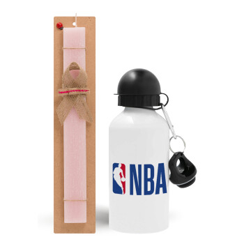 NBA Classic, Easter Set, metallic aluminum bottle (500ml) & aromatic flat Easter candle (30cm) (PINK)