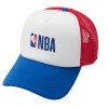 Adult Soft Trucker Hat with Red/Blue/White Mesh (POLYESTER, ADULT, UNISEX, ONE SIZE)