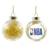 Transparent Christmas tree ball ornament with gold filling 8cm