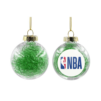 NBA Classic, Transparent Christmas tree ball ornament with green filling 8cm