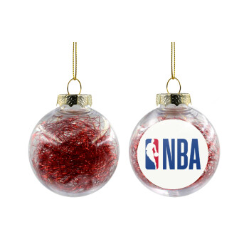 NBA Classic, Transparent Christmas tree ball ornament with red filling 8cm