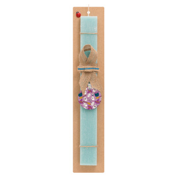 Happy Halloween pink, Easter Set, wooden keychain & aromatic flat Easter candle (30cm) (TURQUOISE)