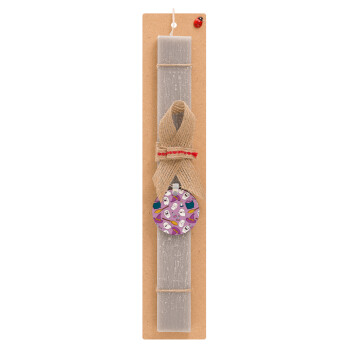 Happy Halloween pink, Easter Set, wooden keychain & scented Easter candle flat (30cm) (GRAY)