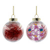 Transparent Christmas tree ball ornament with red filling 8cm