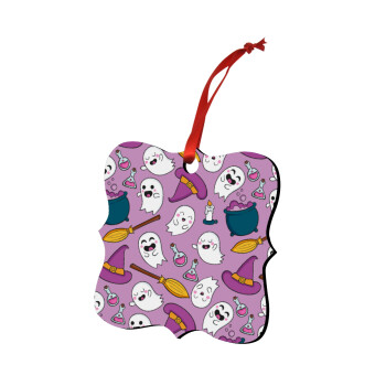 Happy Halloween pink, Christmas ornament polygon wooden 7.5cm