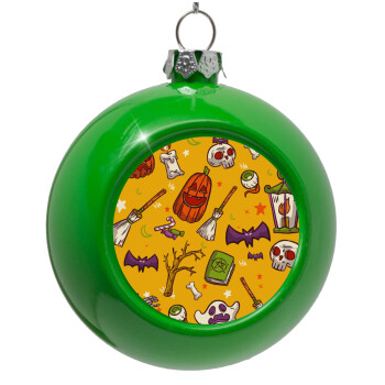 Happy Halloween, Green Christmas tree ornament bauble 8cm