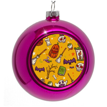 Happy Halloween, Purple Christmas tree ornament bauble 8cm