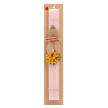 Happy Halloween, Easter Set, wooden keychain & scented flat Easter candle (30cm) (PINK)