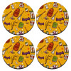 SET of 4 round wooden coasters (9cm)