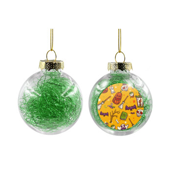 Happy Halloween, Transparent Christmas tree ball ornament with green filling 8cm