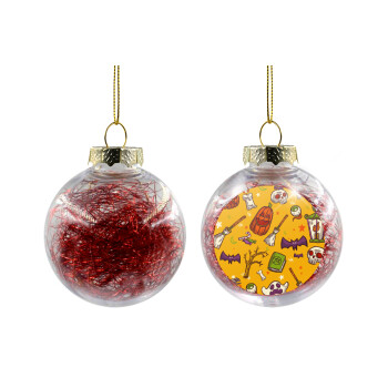 Happy Halloween, Transparent Christmas tree ball ornament with red filling 8cm