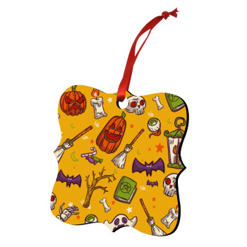 Happy Halloween, Christmas ornament polygon wooden 7.5cm