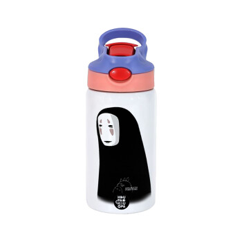 Spirited Away No Face, Παιδικό παγούρι θερμό, ανοξείδωτο, με καλαμάκι ασφαλείας, ροζ/μωβ (350ml)