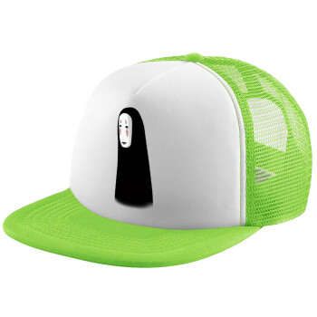 Spirited Away No Face, Adult Soft Trucker Hat with Mesh GREEN/WHITE (POLYESTER, ADULT, ONE SIZE)