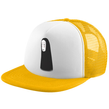 Spirited Away No Face, Adult Soft Trucker Hat with Yellow/White Mesh (POLYESTER, ADULT, UNISEX, ONE SIZE)