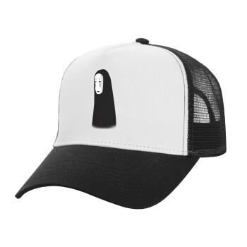 Spirited Away No Face, Adult Structured Trucker Hat, with Mesh, WHITE/BLACK (100% COTTON, ADULT, UNISEX, ONE SIZE)