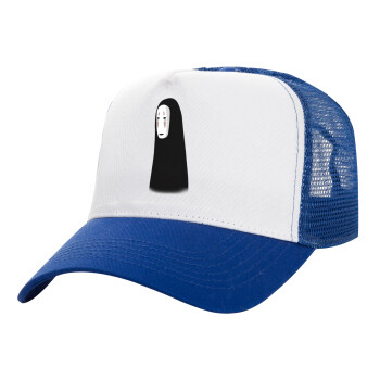 Spirited Away No Face, Adult Structured Trucker Hat, with Mesh, WHITE/BLUE (100% COTTON, ADULT, UNISEX, ONE SIZE)