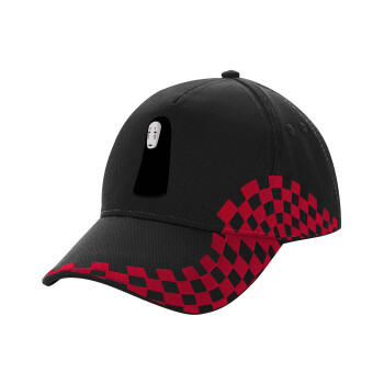 Spirited Away No Face, Adult Cap RACING Ultimate Black/Red, (100% COTTON DRILL, ADULT, UNISEX, ONE SIZE)