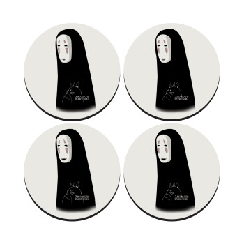 Spirited Away No Face, ΣΕΤ 4 Σουβέρ ξύλινα στρογγυλά (9cm)