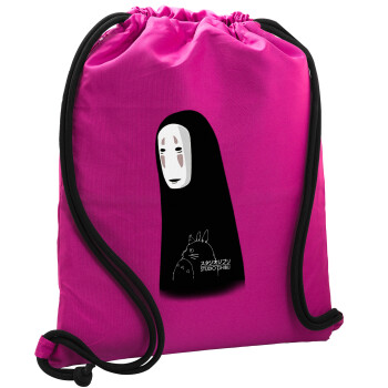 Spirited Away No Face, Backpack pouch GYMBAG Fuchsia, with pocket (40x48cm) & thick cords