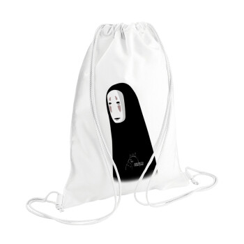 Spirited Away No Face, Τσάντα πλάτης πουγκί GYMBAG λευκή (28x40cm)