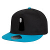 Child's Flat Snapback Hat, Black/Blue (100% COTTON, CHILD, UNISEX, ONE SIZE)