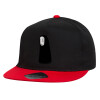 Children's Flat Snapback Hat, Black/Red (100% COTTON, CHILDREN'S, UNISEX, ONE SIZE)