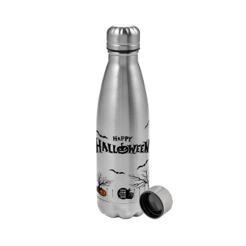 Happy Halloween cemetery, Metallic water bottle, stainless steel, 750ml