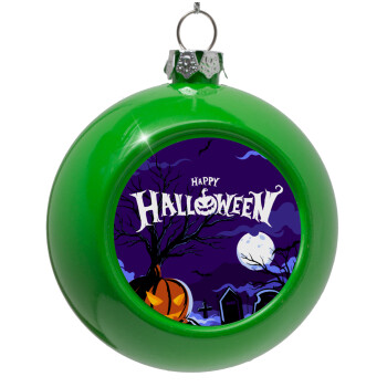 Happy Halloween cemetery, Green Christmas tree ornament bauble 8cm