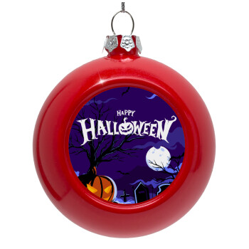 Happy Halloween cemetery, Red Christmas tree ornament bauble 8cm