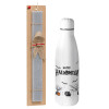 Easter Set, metallic stainless thermos bottle (500ml) & scented flat Easter candle (30cm) (GRAY)