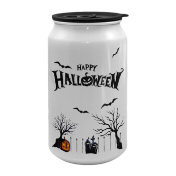 Happy Halloween cemetery, Κούπα ταξιδιού μεταλλική με καπάκι (tin-can) 500ml