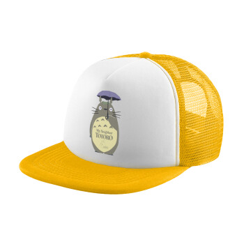 Totoro from My Neighbor Totoro, Adult Soft Trucker Hat with Yellow/White Mesh (POLYESTER, ADULT, UNISEX, ONE SIZE)